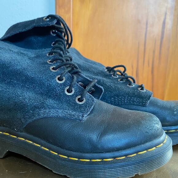 Dr. Martens | Women’s Black Suede Foldover Combat Boots - EU 37 US 6 - Well Worn - Picture 12 of 15